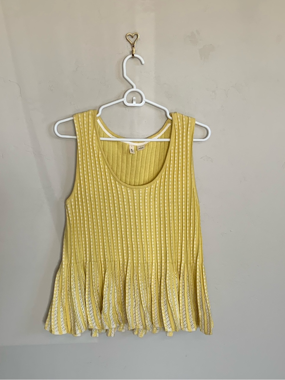 Anthropologie Moth Ostinato Peplum Sleeveless Ribbed Knit Stretch Sweater Sz S